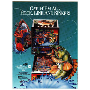 1992 Fish Tales Pinball Machine Flyer Williams Electronics Arcade Game